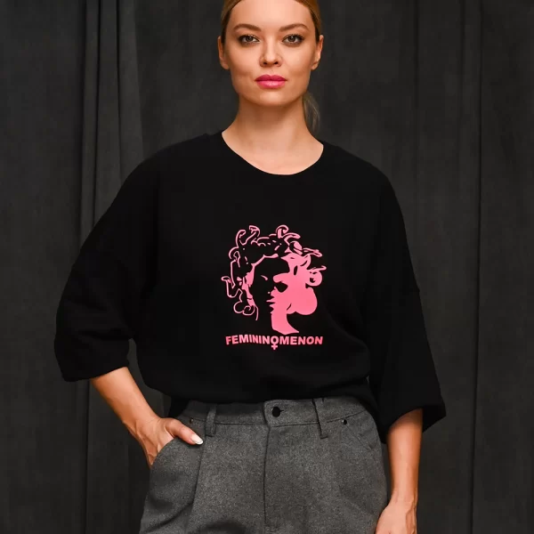 Femininomenon Crop with Waistband Sweatshirt Μαύρο