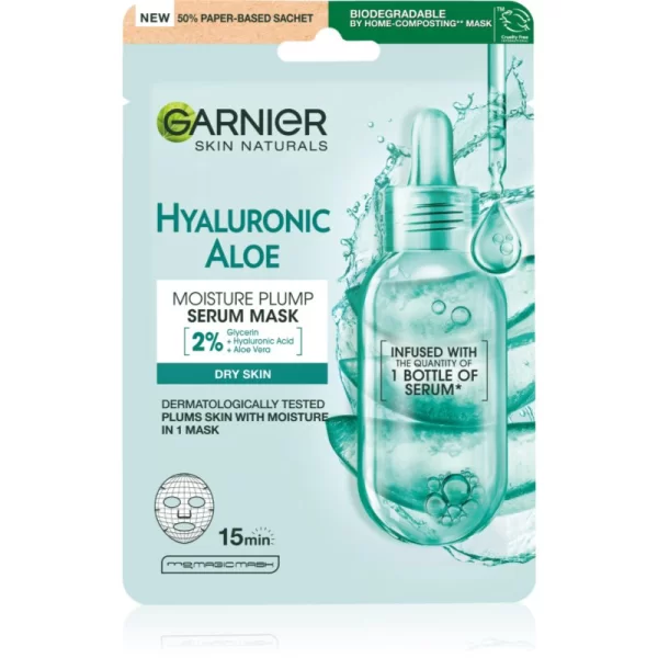 Garnier Garnier Hyaluron + Hyaluronic Aloe υφασμάτινη μάσκα ενυδάτωσης 28 γρ