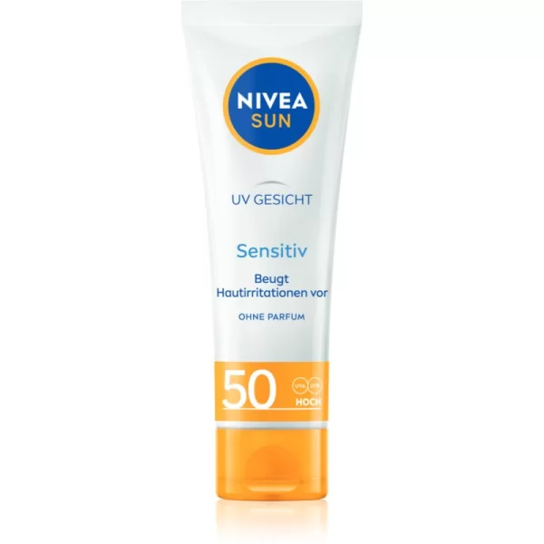 Nivea NIVEA SUN Sensitive προστατευτική κρέμα προσώπου για ευαίσθητη επιδερμίδα SPF 50 50 ml