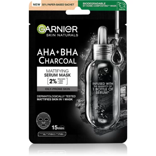 Garnier Garnier Pure Active μαύρη υφασμάτινη μάσκα με εκχύλισμα φυκιών 28 γρ