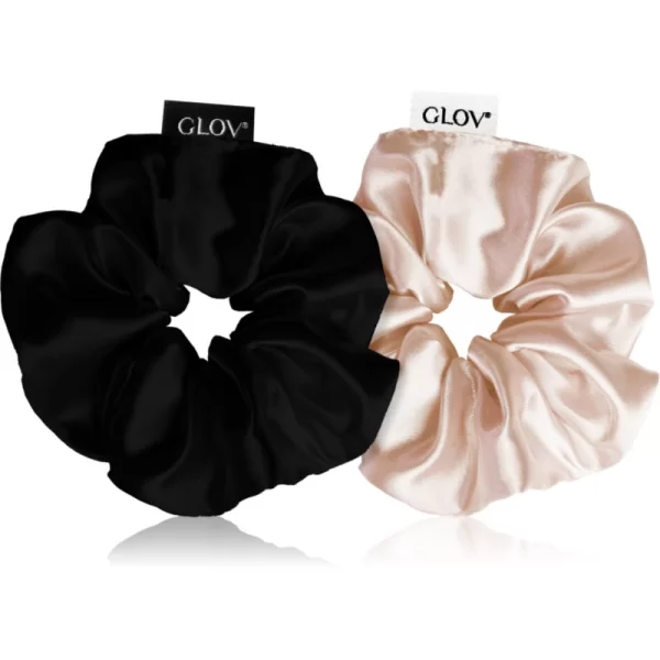 GLOV GLOV Satin Scrunchies M λαστιχάκια για τα μαλλιά Sparkling Wine/Black 2 τμχ