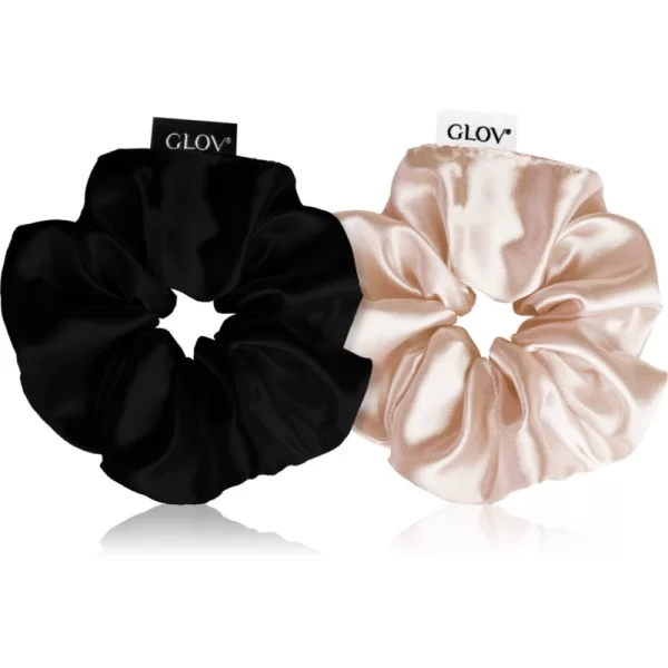 GLOV GLOV Satin Scrunchies S λαστιχάκια για τα μαλλιά Sparkling Wine/Black 2 τμχ