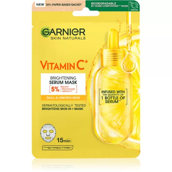 Garnier Garnier Skin Naturals Vitamin C φύλλο μάσκας με επίδραση την φωτεινότητα και ενυδάτωση με βιταμίνη C 28 γρ