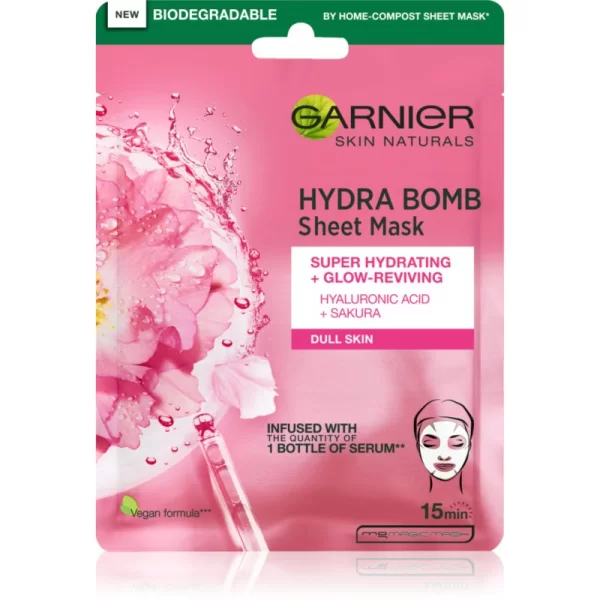 Garnier Garnier Textil Masks Hydra Bomb φύλλο μάσκας με επίδραση την φωτεινότητα 28 γρ