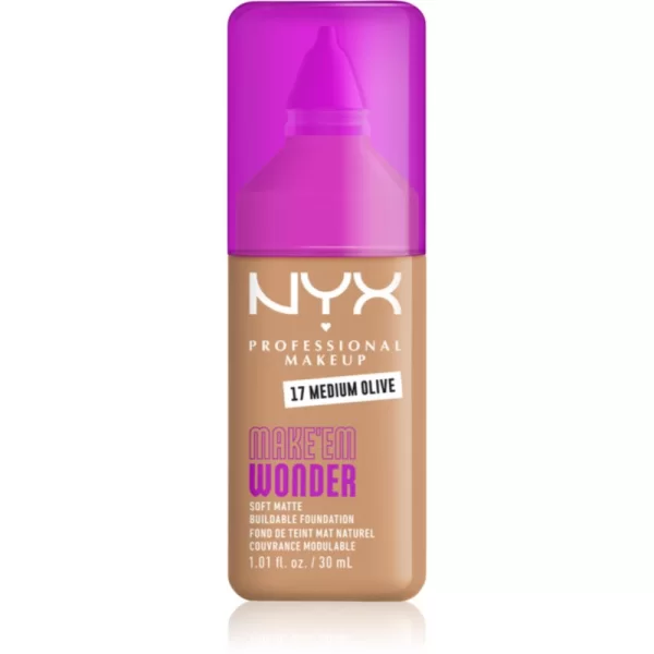 NYX Professional Makeup Make ‘Em Wonder ελαφρύ ματ μεικ απ απόχρωση 17 Medium olive 30 ml