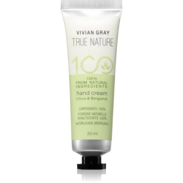 Vivian Gray True Nature Citrus & Bergamot ενυδατική κρέμα για τα χέρια 30 ml