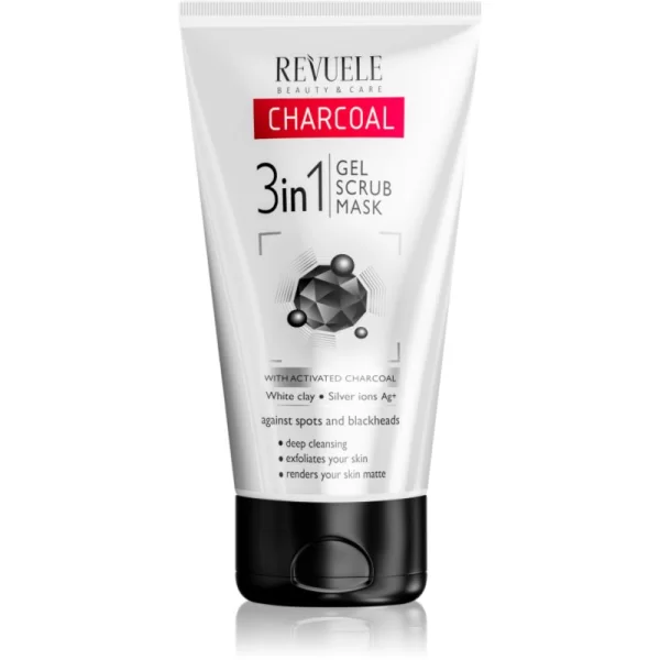 Revuele Revuele Charcoal 3in1 τζελ καθαρισμού 3 σε 1 με ενεργό άνθρακα 150 ml