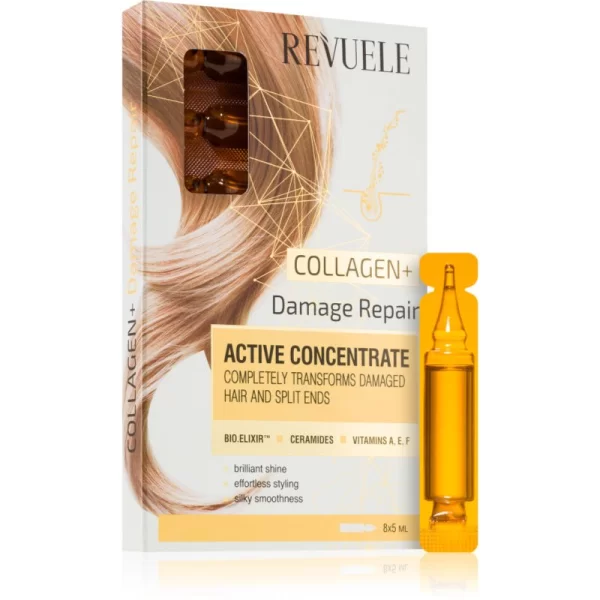 Revuele Active Hair Concentrate Collagen+ Demage Repair αμπούλα για πολύ ταλαιπωρημένα μαλλιά 8x5 ml