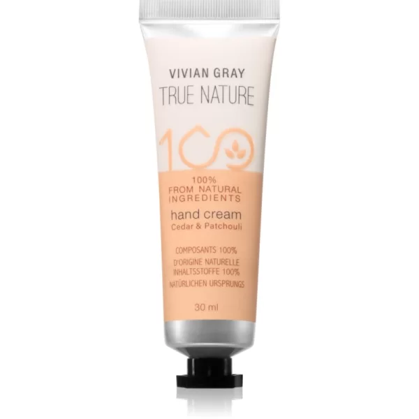 Vivian Gray True Nature Cedar & Patchouli ενυδατική κρέμα για τα χέρια 30 ml