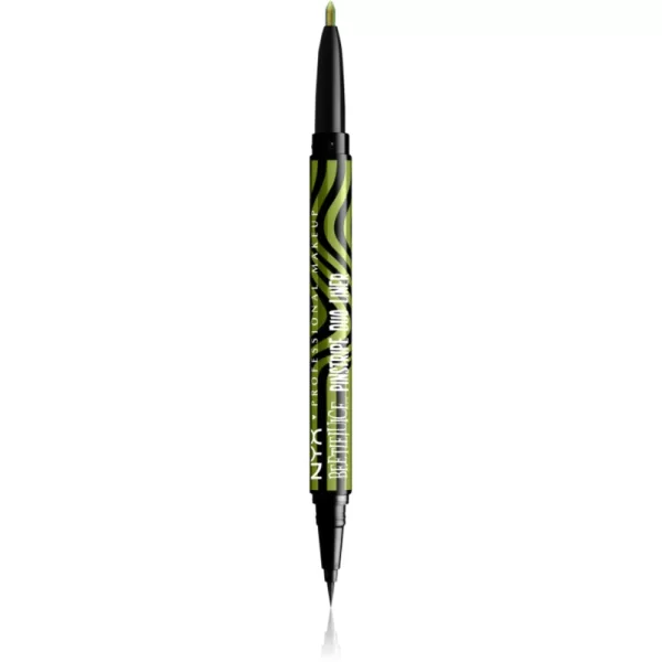 NYX Professional Makeup Beetlejuice Pinstripe Duo Liner λάινερ ματιών 2 σε 1 απόχρωση 03 Green Chrome 0,5 ml