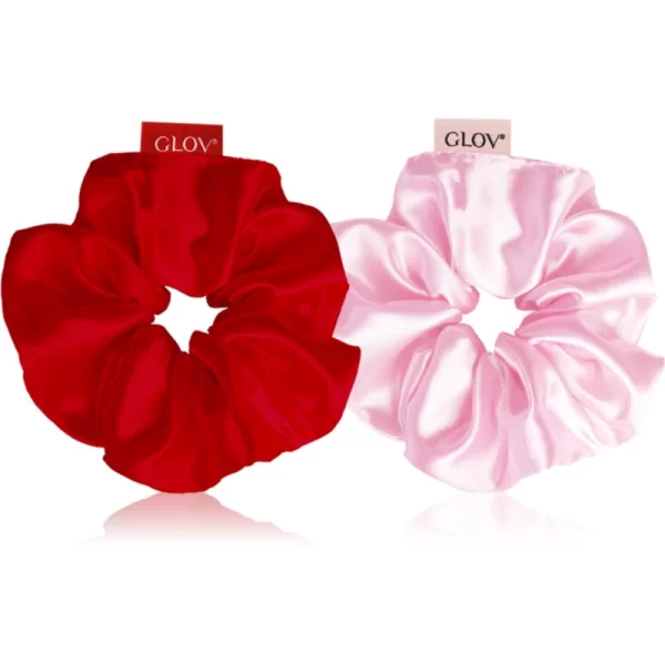 GLOV Satin Scrunchies S λαστιχάκια για τα μαλλιά Red/Pink 2 τμχ