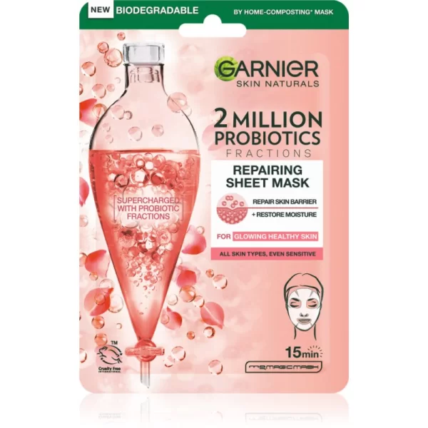 Garnier Skin Naturals Υφασμάτινη μάσκα προσώπου μίας χρήσης με προβιοτικά 22 γρ