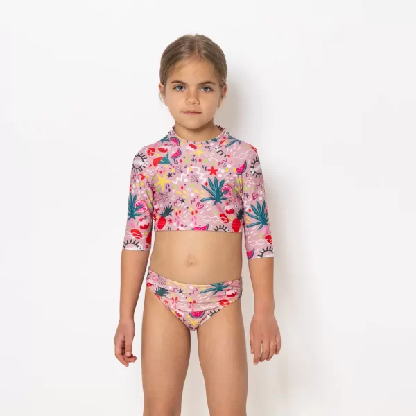 Girl’s Long Sleeve Crop Top Bikini Bloomtide