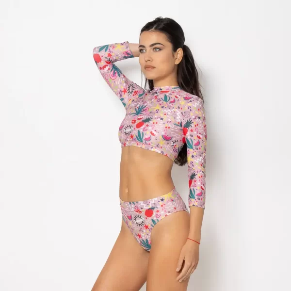 Women's Long Sleeve Crop Top Bikini Bloomtide