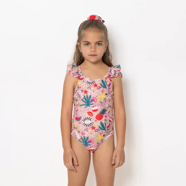Girl’s One Piece Swimsuit Pleated Bloomtide