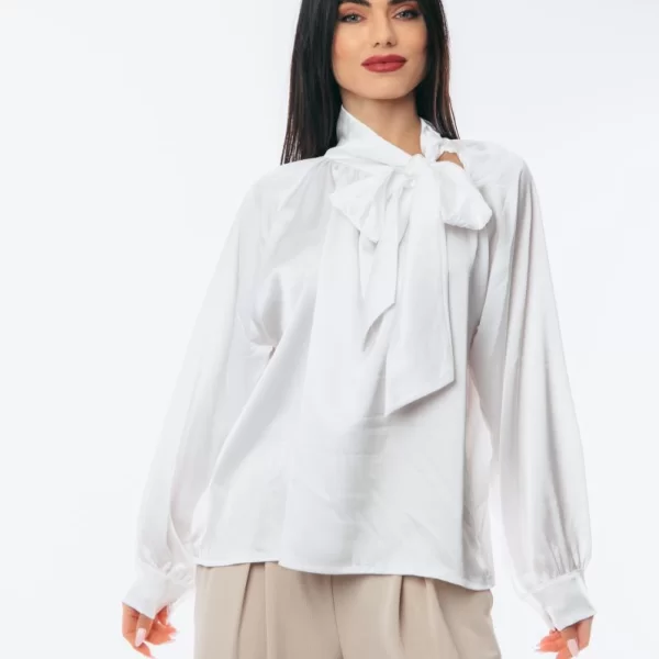 Boutique ΜΠΛΟΥΖΑ ΣΑΤΕΝ ΜΕ ΔΕΣΙΜΟ Άσπρο