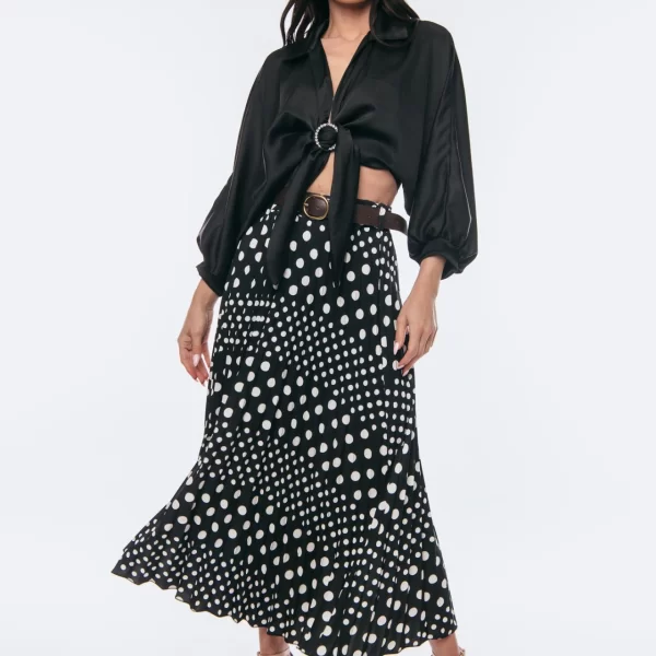 DRESS UP ΦΟΥΣΤΑ ΜΑΚΡΙΑ ΜΕ ΠΙΕΤΕΣ ΚΑΙ ΖΩΝΗ Μαύρο