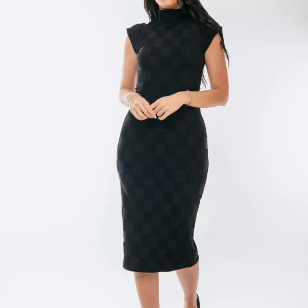 ΦΟΡΕΜΑ MIDI ΑΜΑΝΙΚΟ ΜΕ ΤΕΤΡΑΓΩΝΑ ΜΟΤΙΒΑ Μαύρο