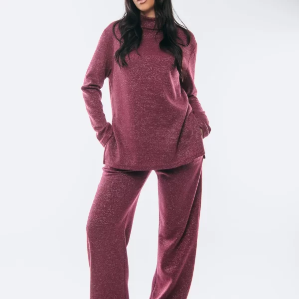 ΣΕΤ ΜΠΛΟΥΖΑ ΚΑΙ ΠΑΝΤΕΛΟΝΑ LUREX Μπορντό