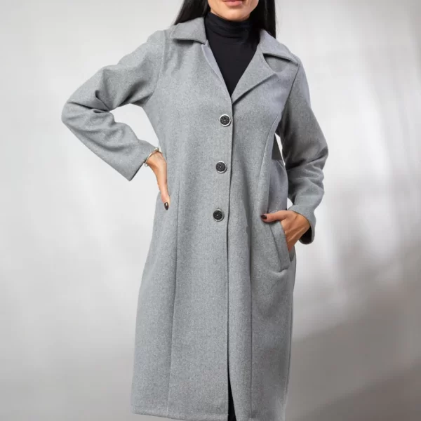 ΠΑΛΤΟ ΜΑΚΡΥ ΜΕ ΤΣΕΠΕΣ ΚΑΙ ΚΟΥΜΠΙΑ Γκρι