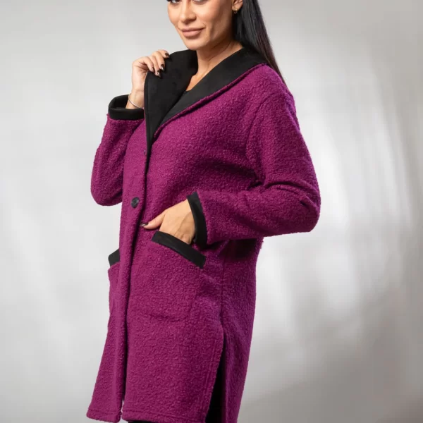ΠΑΛΤΟ ΖΑΚΕΤΑ ΔΙΧΡΩΜΗ ΜΠΟΥKΛΕ Ματζέντα