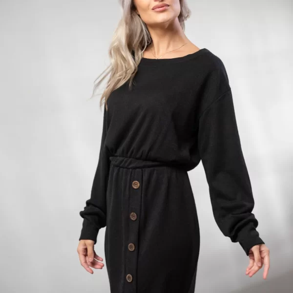 ΦΟΡΕΜΑ ΜΕ ΛΑΣΤΙΧΟ ΣΤΗΝ ΜΕΣΗ ΚΑΙ ΔΙΑΚΟΣΜΗΤΙΚΑ ΚΟΥΜΠΙΑ Μαύρο