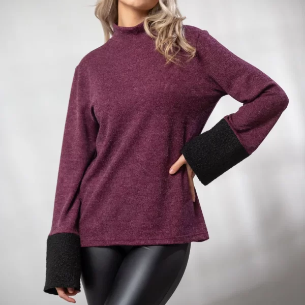 Boutique ΜΠΛΟΥΖΑ ΔΙΧΡΩΜΗ ΜΕ ΤΕΛΕΙΩΜΑ ΣΤΟ ΜΑΝΙΚΙ ΜΠΛΟΥΚΛΑ Μαύρο