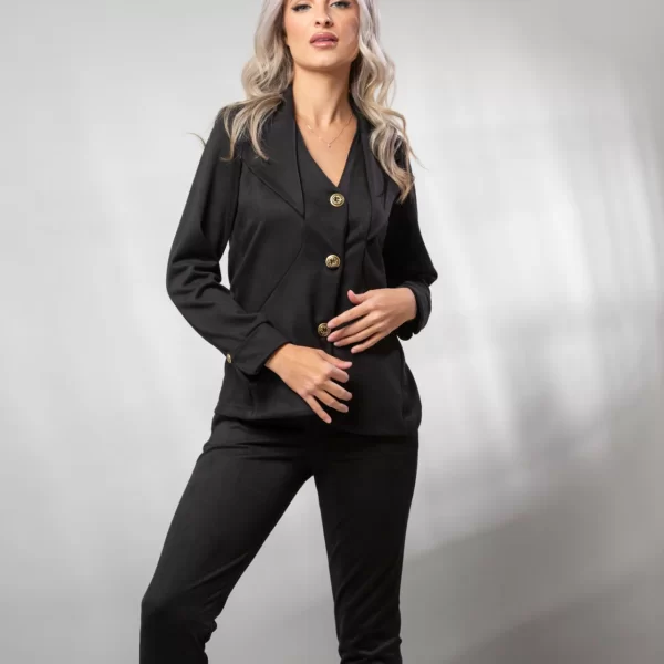 ΠΑΝΤΕΛΟΝΙ ΜΕ ΤΣΕΠΕΣ ΣΕ ΙΣΙΑ ΓΡΑΜΜΗ Μαύρο