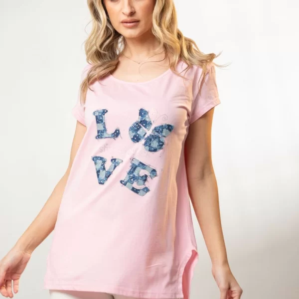 ΜΠΛΟΥΖΑ ΜΕ ΤΥΠΩΜΑ ΚΑΙ ΣΤΡΑΣ Ροζ