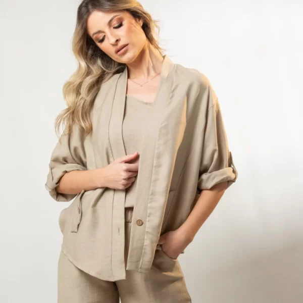 ΚΙΜΟΝΟ ΜΕ ΓΥΡΙΣΤΑ ΜΑΝΙΚΙΑ Μπεζ