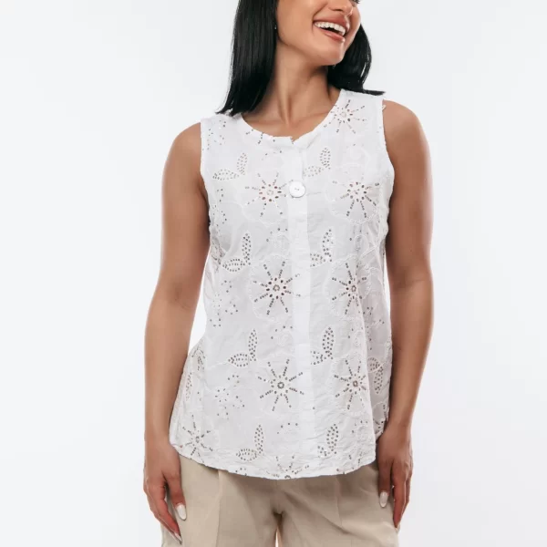 ΜΠΛΟΥΖΑ ΑΜΑΝΙΚΗ ΜΕ ΚΕΝΤΗΜΑ Άσπρο