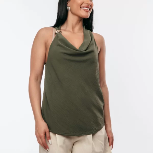 ΜΠΛΟΥΖΑ ΝΤΡΑΠΕ ΜΕ ΧΡΥΣΗ ΛΕΠΤΟΜΕΡΕΙΑ ΧΑΚΙ Χακί