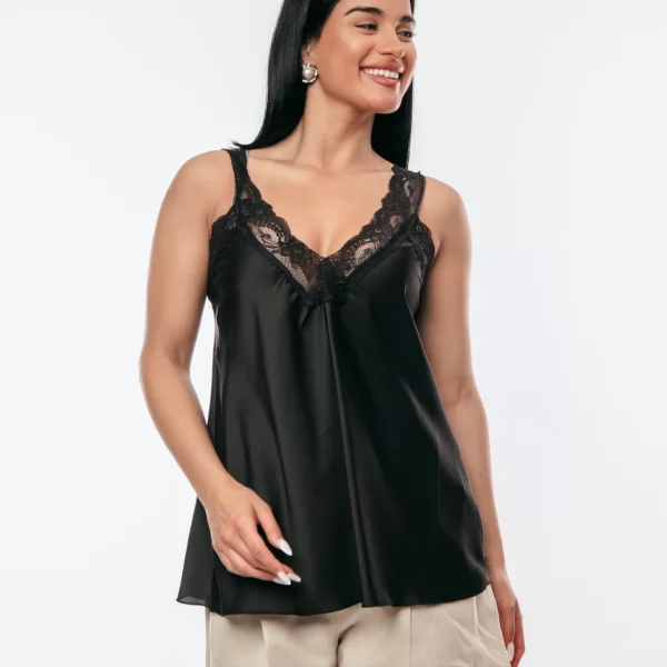 ΜΠΛΟΥΖΑ ΣΑΤΕΝ ΜΕ ΔΑΝΤΕΛΑ Μαύρο