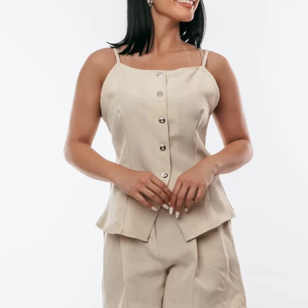 ΜΠΛΟΥΖΟΠΟΥΚΑΜΙΣΟ ΜΕ ΤΙΡΑΝΤΕΣ Μπεζ