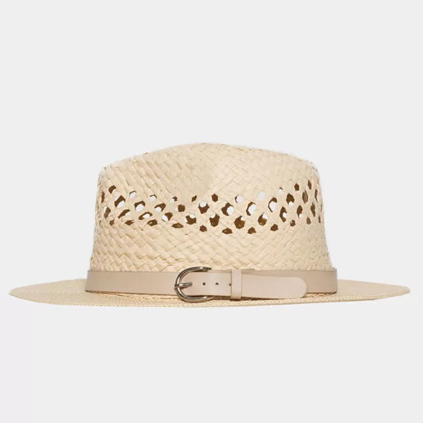 Beige Straw Panama with Beige Belt Μπεζ