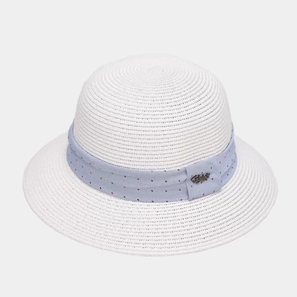 White Straw Hat w/ light blue strap Ασπρο
