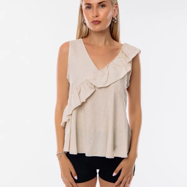 DRESS UP ΜΠΛΟΥΖΑ ΑΜΑΝΙΚΗ ΜΕ ΒΟΛΑΝ Μπεζ