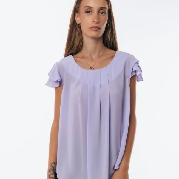 DRESS UP ΜΠΛΟΥΖΑ ΜΕ ΚΟΝΤΟ ΜΑΝΙΚΙ ΒΟΛΑΝ Λιλά