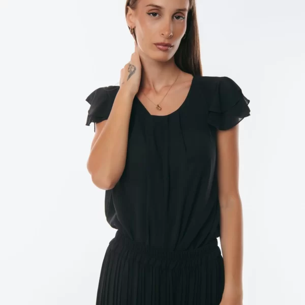 ΜΠΛΟΥΖΑ ΜΕ ΚΟΝΤΟ ΜΑΝΙΚΙ ΒΟΛΑΝ Μαύρο