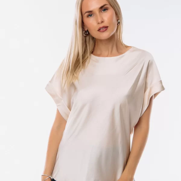 ΜΠΛΟΥΖΑ ΣΑΤΕΝ ΚΟΝΤΟ ΜΑΝΙΚΙ Μπεζ