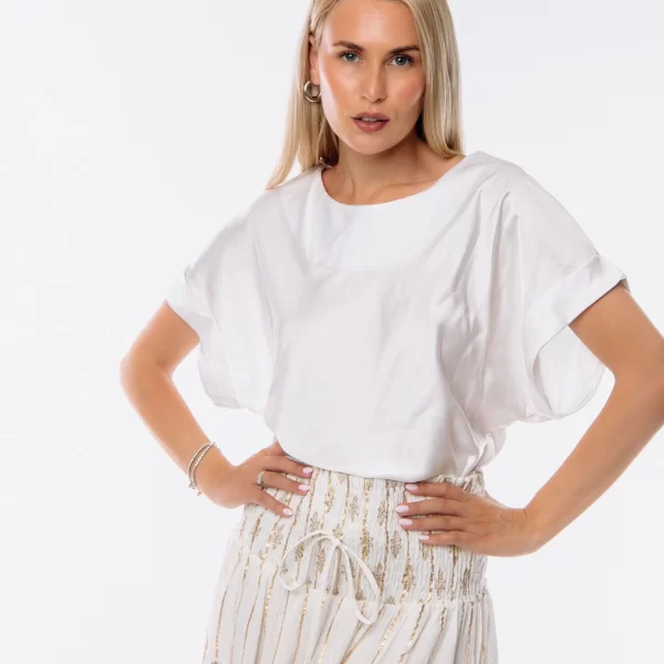 ΜΠΛΟΥΖΑ ΣΑΤΕΝ ΚΟΝΤΟ ΜΑΝΙΚΙ Ασπρο