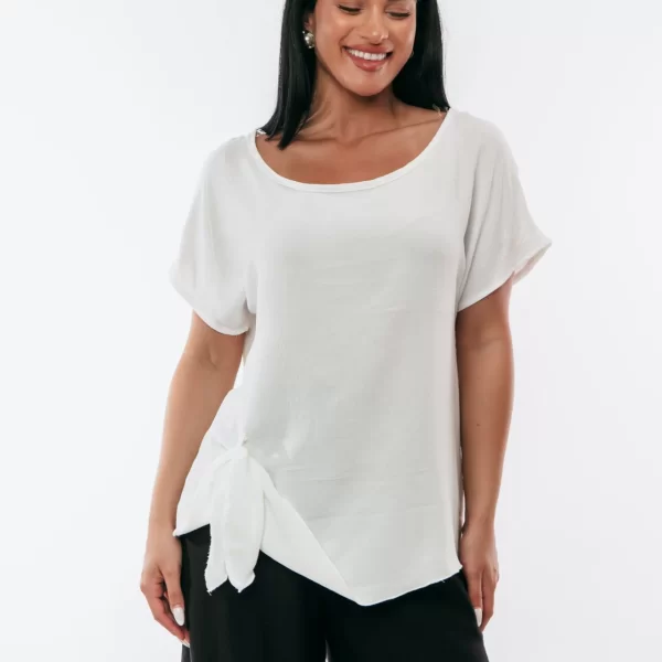 ΜΠΛΟΥΖΑ ΜΕ ΔΕΣΙΜΟ ΣΤΟ ΠΛΑΙ Άσπρο