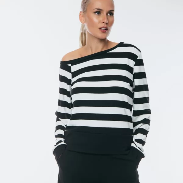 ΜΠΛΟΥΖΑ ΔΙΧΡΩΜΗ ΜΕ ΕΝΑΝ ΩΜΟ Μαύρο