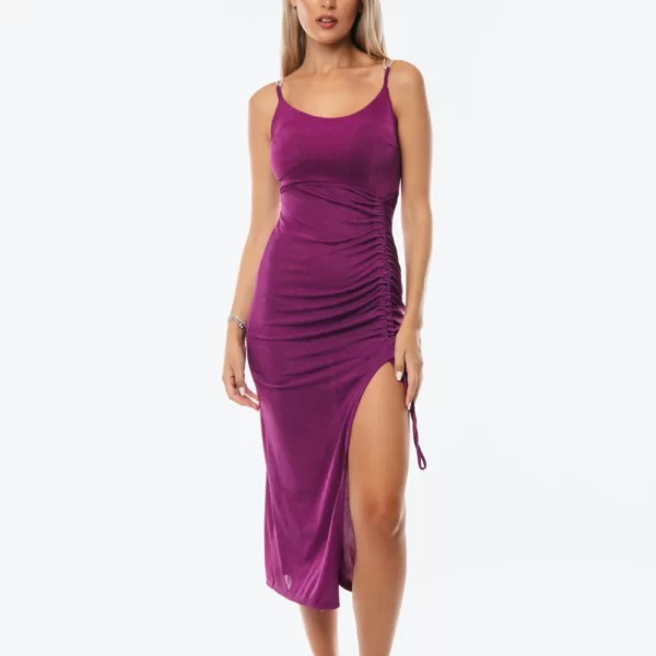 ΦΟΡΕΜΑ LUREX ΜΕ ΑΝΟΙΓΜΑ ΣΤΟ ΠΟΔΙ ΚΑΙ ΣΤΡΑΣ ΣΤΗΝ ΠΛΑΤΗ ΜΑΤΖΕΝΤΑ Ματζέντα