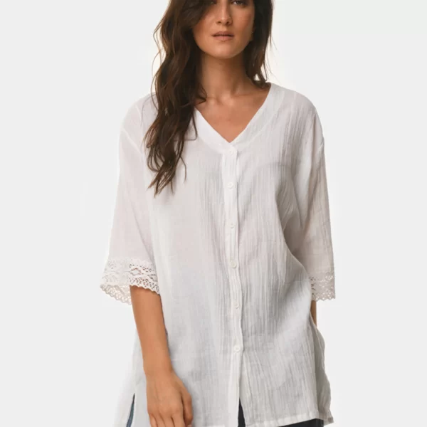 White laced shirt Ασπρο