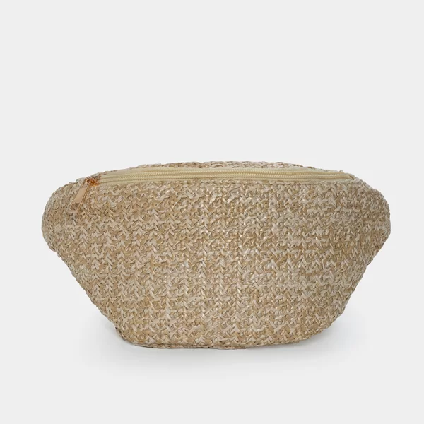 Straw belt bag in beige Μπεζ