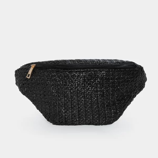 Straw belt bag in black Μαύρο