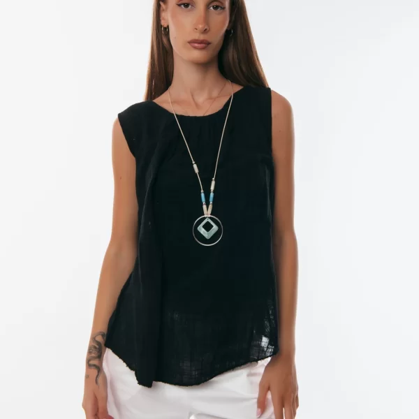 ΜΠΛΟΥΖΑ ΑΜΑΝΙΚΗ ΜΕ ΚΟΛΙΕ Μαύρο