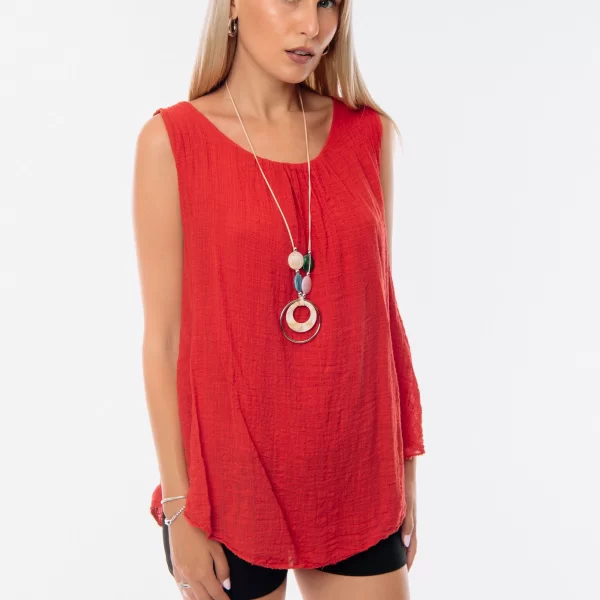 ΜΠΛΟΥΖΑ ΑΜΑΝΙΚΗ ΜΕ ΚΟΛΙΕ Κοκκινο