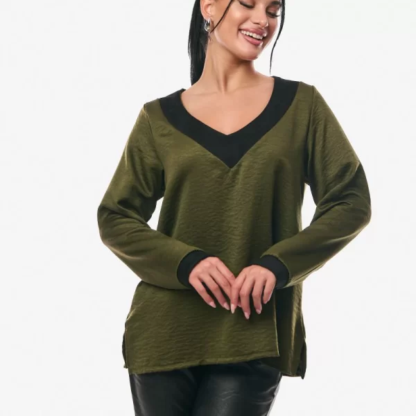 ΜΠΛΟΥΖΑ ΜΕ ΒΕ ΣΑΤΙΝΕ Χακί